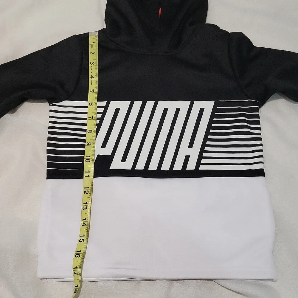 Puma Monochrome Striped Hoodie With Pockets Size Kids 5 - Picture 7 of 8